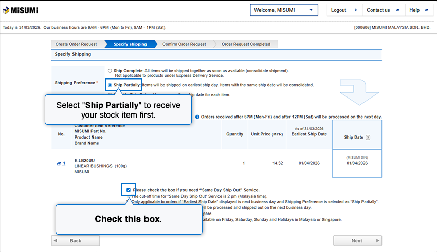 How to order Same Day Ship Out